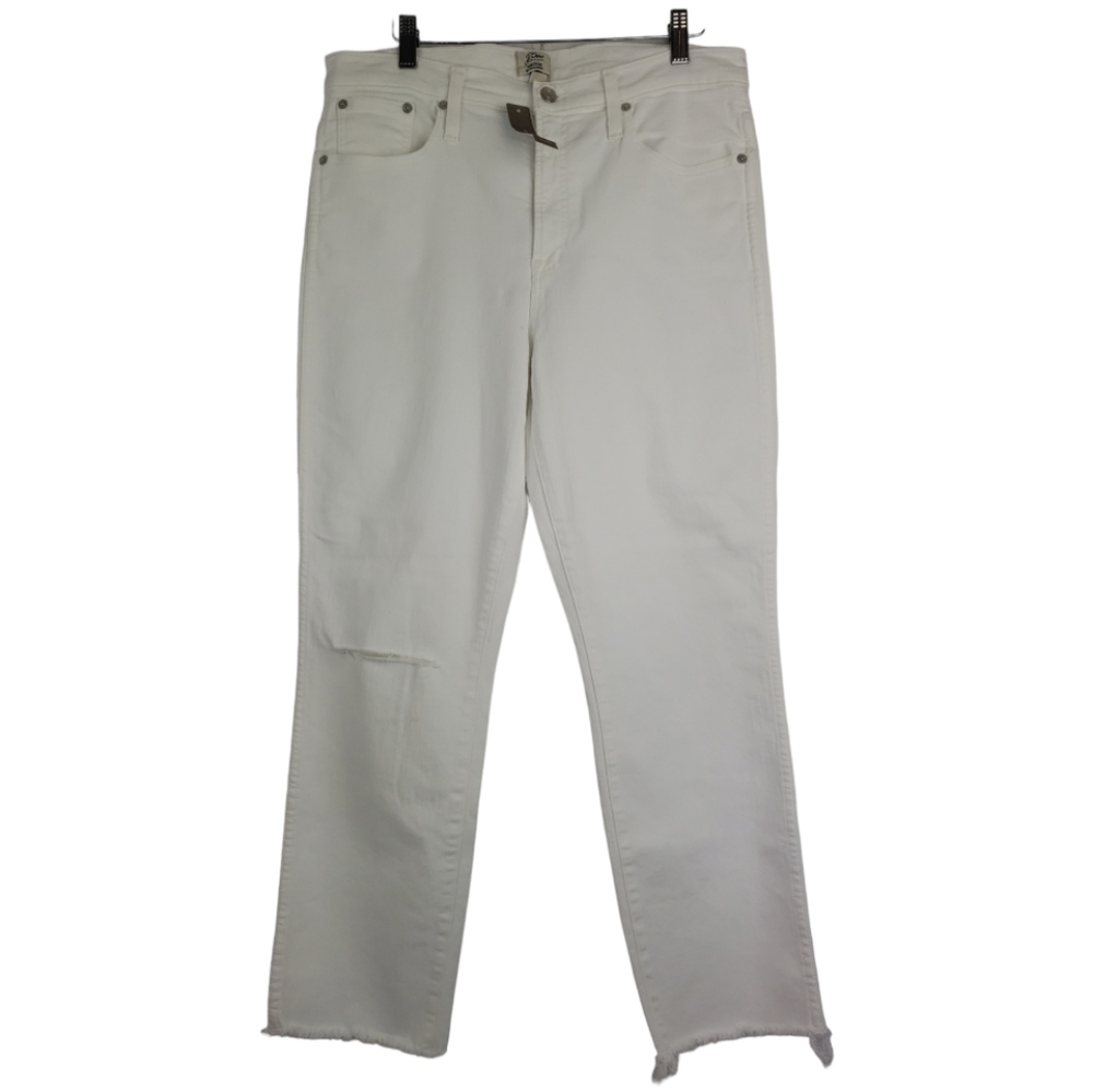 J. Crew NWT Vintage Straight Jeans Size 31 in White Distressed/Raw Hem